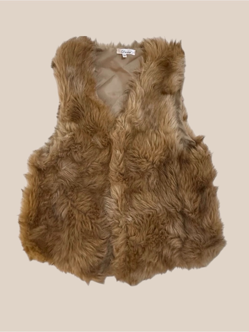 Daniel Faux Fur Brown with Black Accent Bohemian Vest Size M